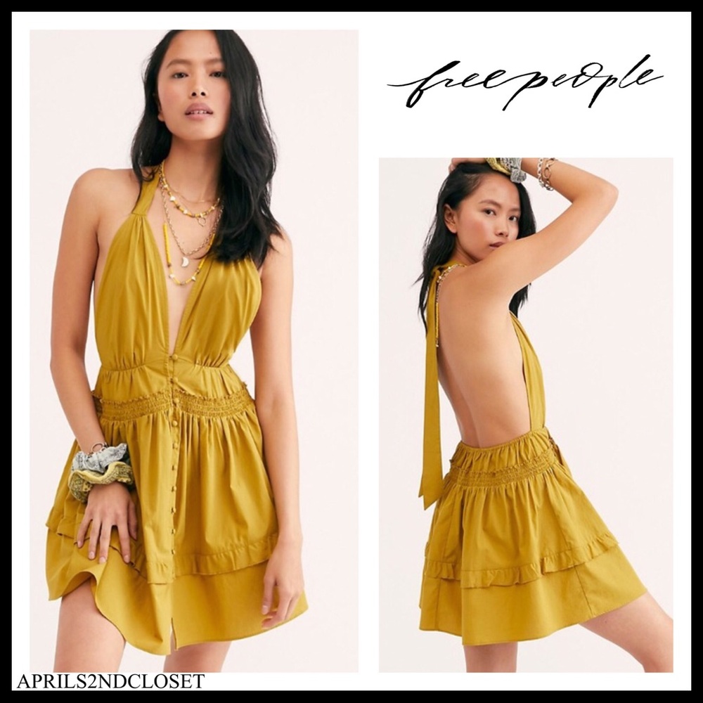 FREE PEOPLE BOHO HALTER MINI DRESS A2C - Picture 14 of 14